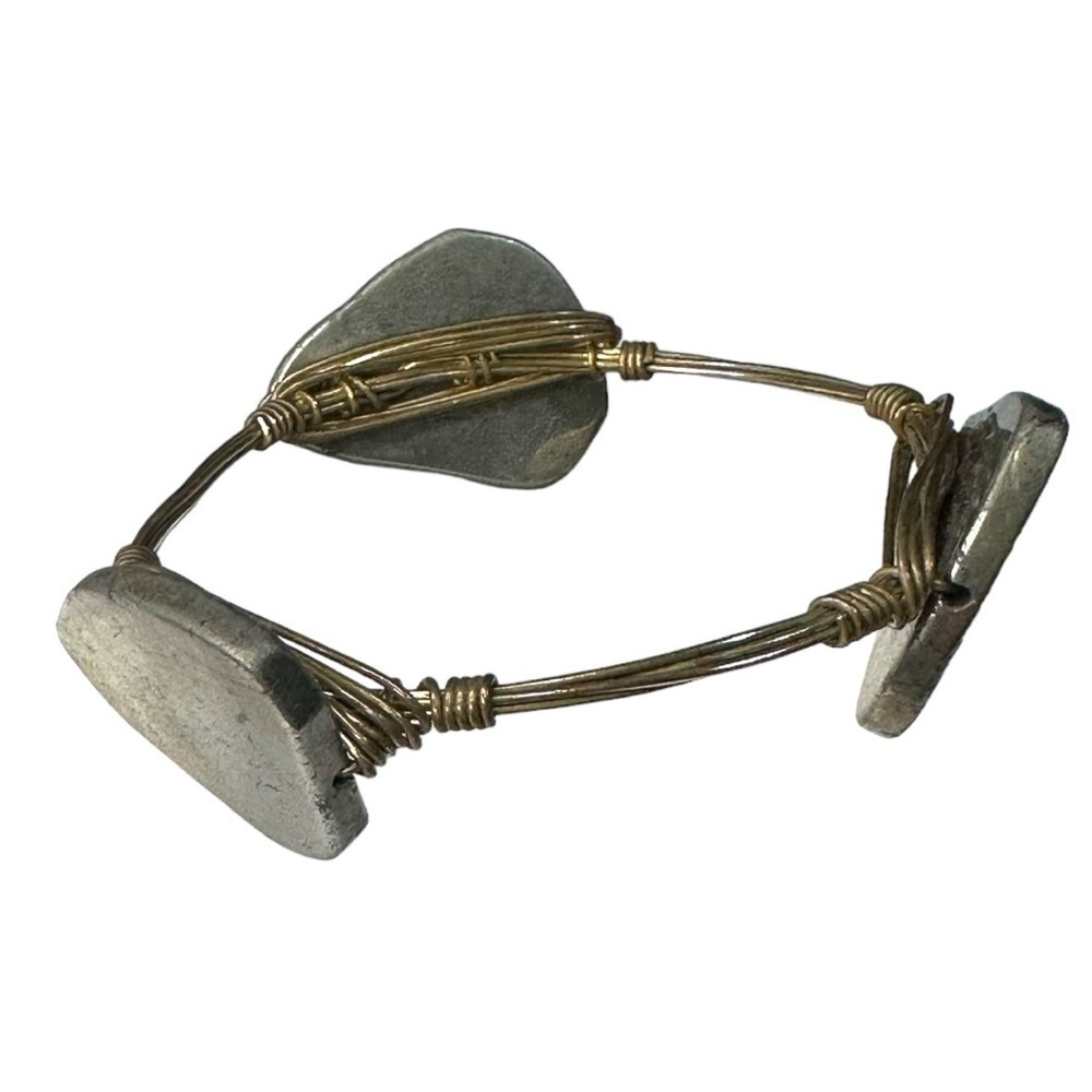 Bourbon & Boweties 3 Large Silver Stones Bracelet